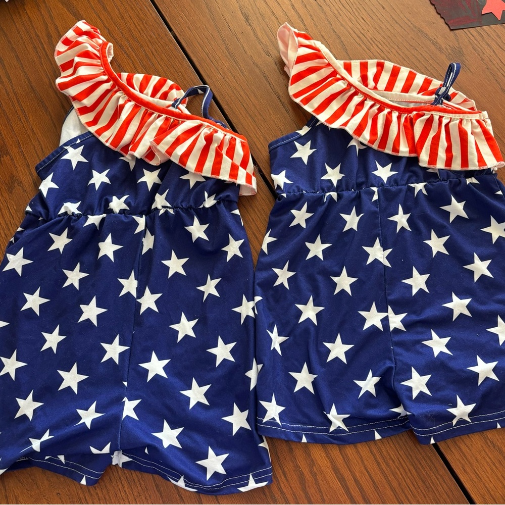 Girls American flag romper